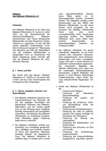 Satzung des Malteser Hilfsdienst e.V. Präambel ... - Malteser Ochtrup