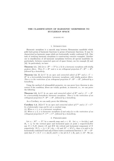 The Classification of harmonic morphisms to Euclidean spaces