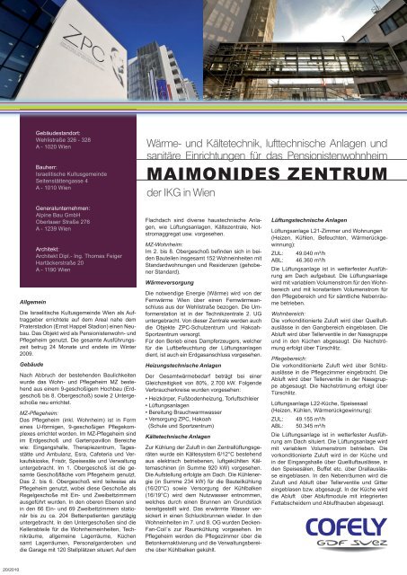 MAIMONIDES ZENTRUM - COFELY GebÃ¤udetechnik GmbH