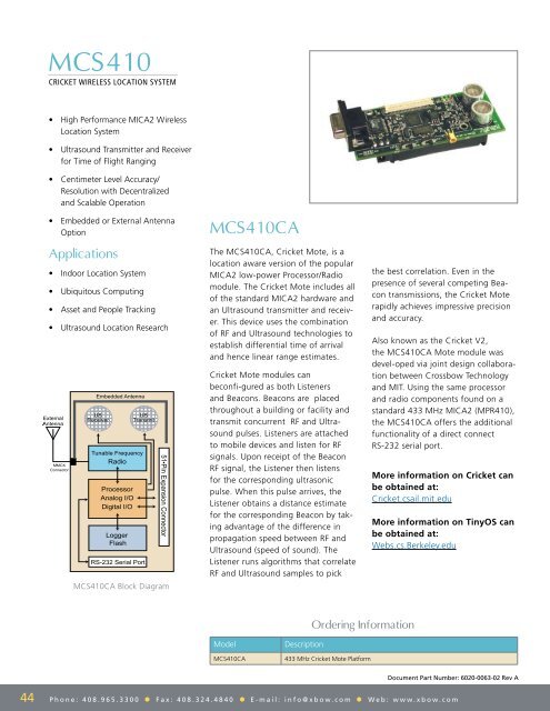 Crossbow 2007 Wireless Product Catalog