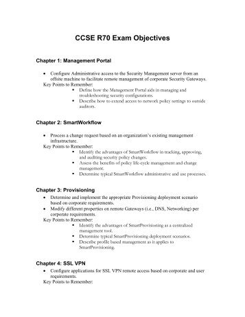 CCSE R70 Exam Objectives