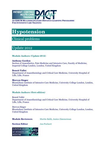 Hypotension - PACT - ESICM