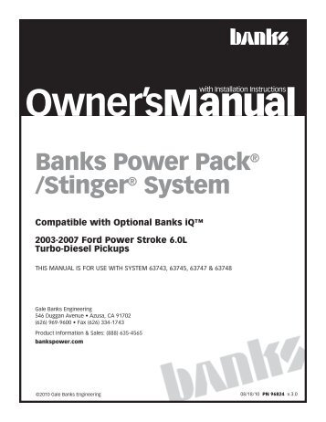 Installation Instructions - Bankspower - Banks Power