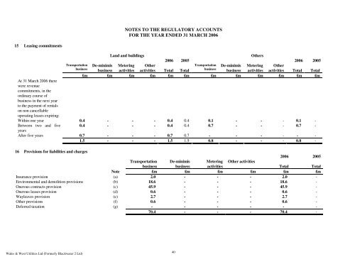 WWU Regulatory Accounts to 31st March 2006 - Our Home Page