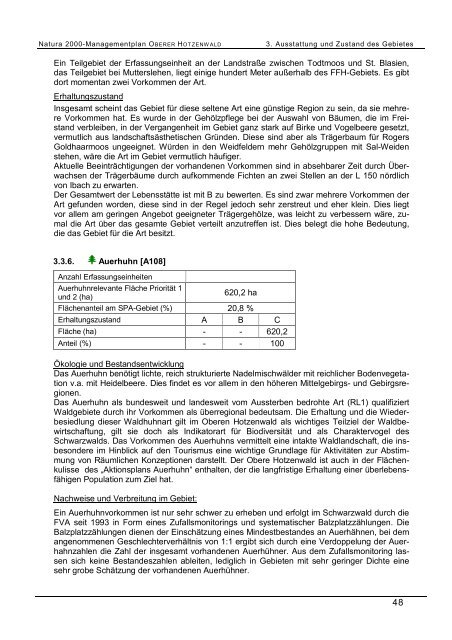 Managementplan fÃ¼r das Natura 2000-Gebiet ... - Hotzenwald LIFE