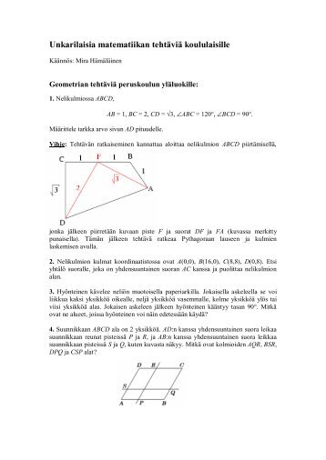 Lisää unkarilaisia matematiikan tehtäviä koululaisille