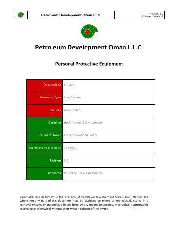 SP-1234 Personal Protective Equipment - PDO