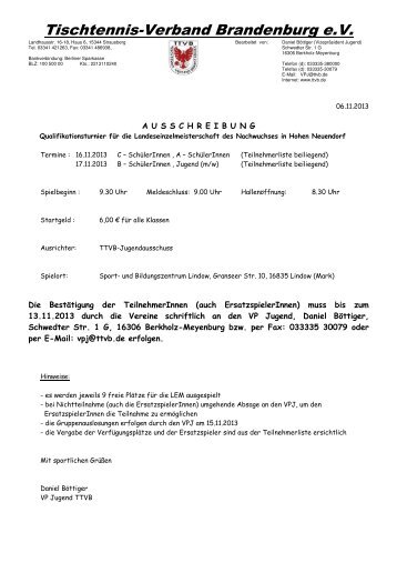 Tischtennis-Verband Brandenburg e.V. - TTVB.de