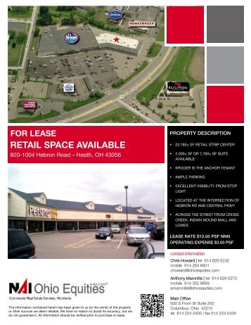 for lease retail space available - Ohio Equities, LLC