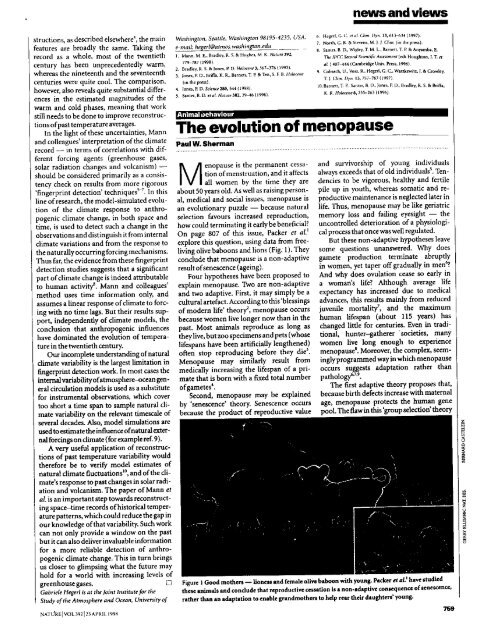 Sherman, P.W. (1998) The evolution of menopause. Nature 392, 2 ...