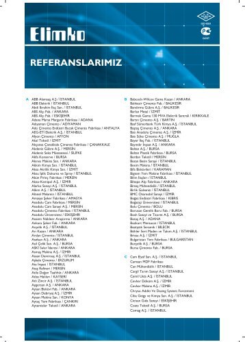 ReferanslarÄ±mÄ±z - Elimko