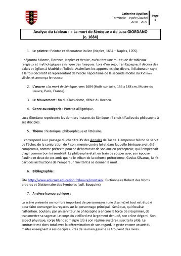 Analyse du tableau : Â« La mort de SÃ©nÃ¨que Â» de ... - LycÃ©e Claudel