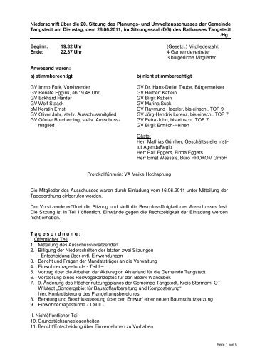 Protokoll der 20. Sitzung des Planungsausschusses vom 28.06.2011