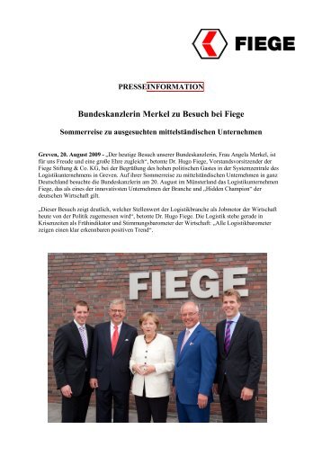 Bundeskanzlerin Merkel zu Besuch bei Fiege - FIEGE relog