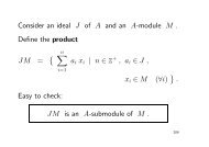 Consider an ideal J of A and an A-module M . Define the product JM ...