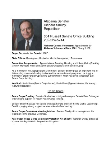 Alabama Senator Richard Shelby Republican 304 Russell Senate ...