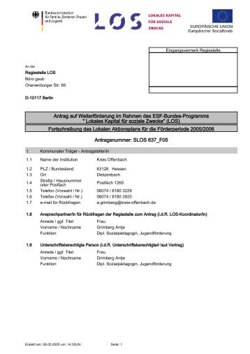 Lokaler Aktionsplan für die Förderperiode 2005-06 - LOS Seligenstadt