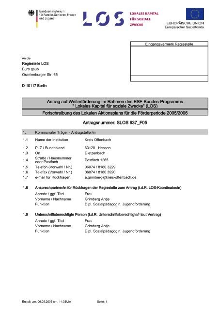 Lokaler Aktionsplan für die Förderperiode 2005-06 - LOS Seligenstadt