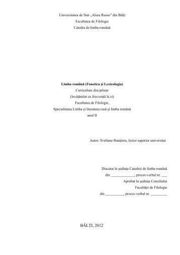 BÄLÅ¢I, 2012 - Biblioteca ÅtiinÅ£ificÄ a UniversitÄÅ£ii de Stat ...