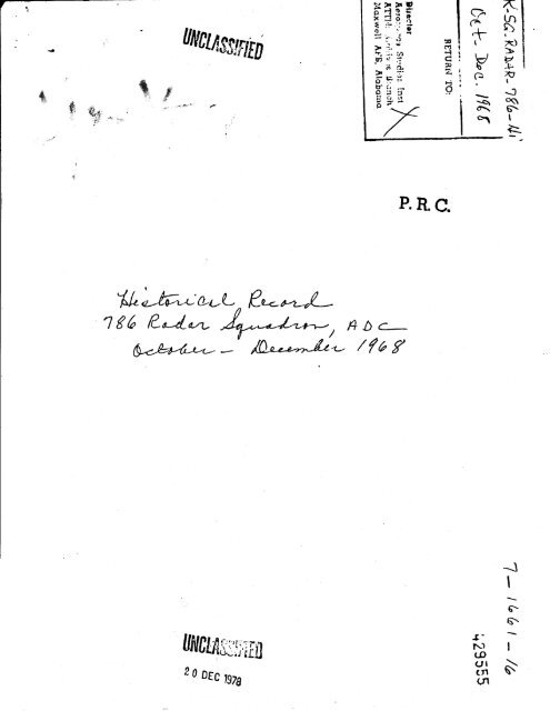 Historical Record of the 786 th Radar Squadron, Minot Air Force ...