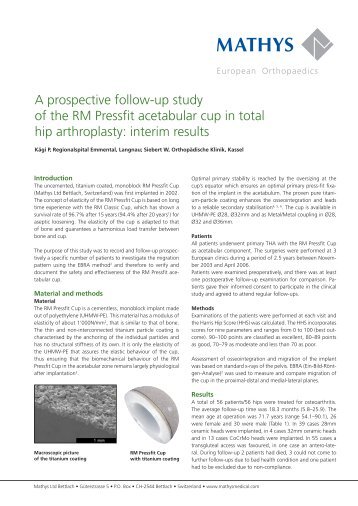 A prospective follow-up study of the RM Pressfit acetabular cup in ...