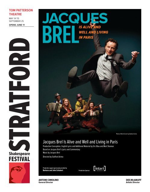 Stratford Festival Calendar 2022 Jacques Brel.indd - Stratford Festival