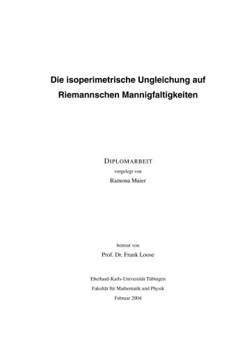 Die isoperimetrische Ungleichung auf ... - Universität Tübingen