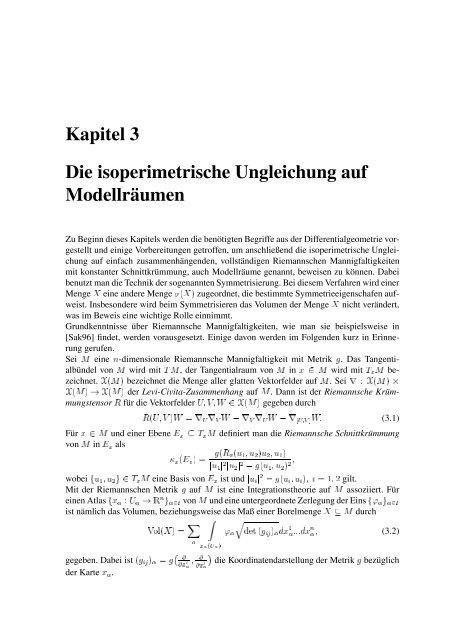 Die isoperimetrische Ungleichung auf ... - Universität Tübingen