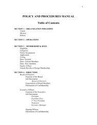 POLICY AND PROCEDURES MANUAL Table of Contents