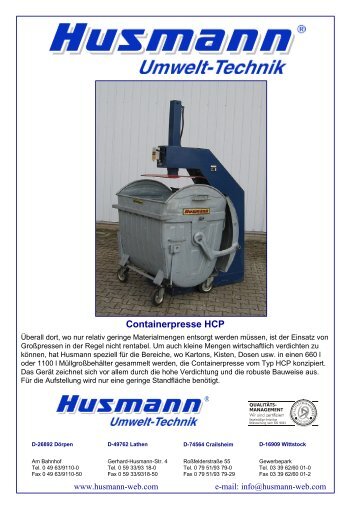 12 10 Containerpresse HCP - husmann umwelt technik