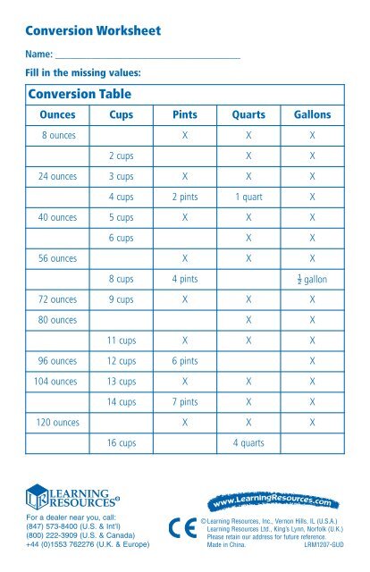 Convert Cups To Quarts Chart