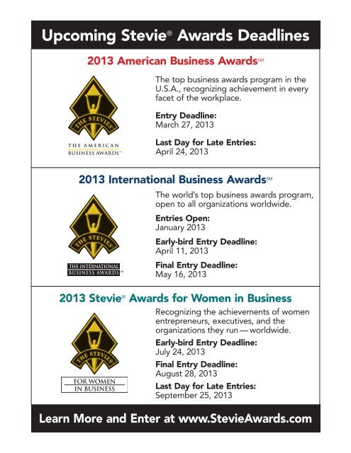 Download the full program here - the Stevie Awards