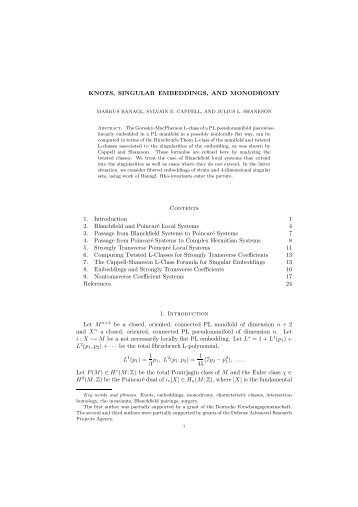 Knots, Singular Embeddings, and Monodromy - Mathematisches ...