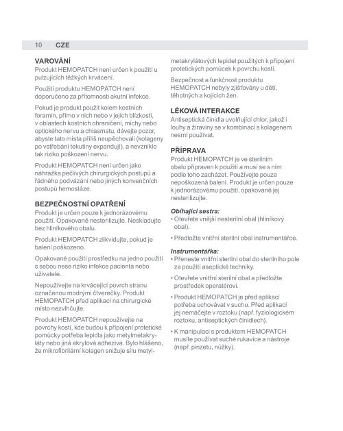 HemopatcH Sealing Hemostat - Hemopatch Instructions For Use