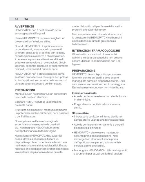 HemopatcH Sealing Hemostat - Hemopatch Instructions For Use