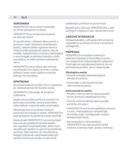 HemopatcH Sealing Hemostat - Hemopatch Instructions For Use