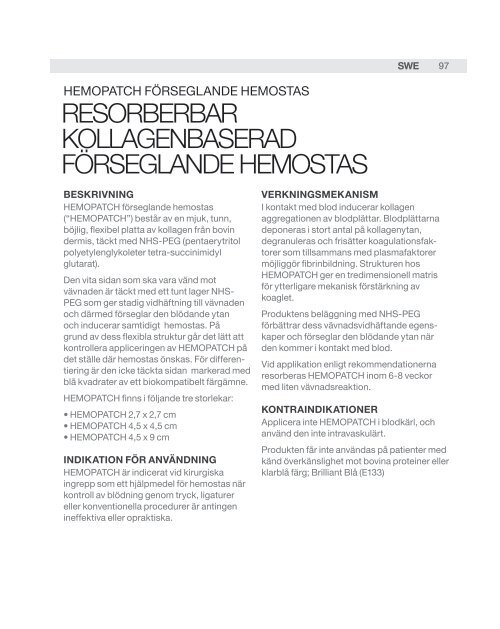 HemopatcH Sealing Hemostat - Hemopatch Instructions For Use