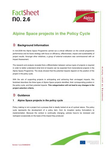 Policy cycle - Alpine Space Programme