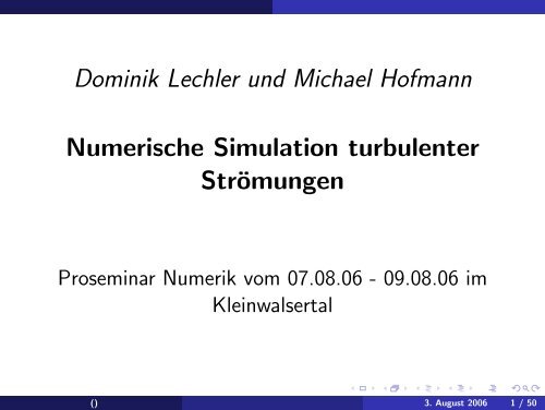 Dominik Lechler und Michael Hofmann Numerische Simulation ...