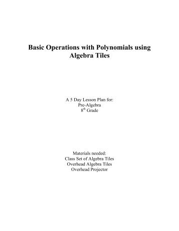 Basic Operations with Polynomials using Algebra Tiles - Buffalo State