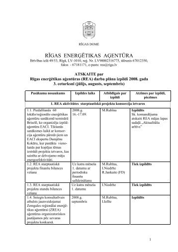 RÄ«gas enerÄ£Ätikas aÄ£entÅ«ras atskaite par 2008.gada 3.ceturksni