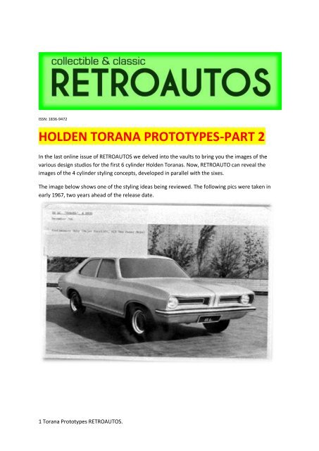 HOLDEN TORANA PROTOTYPES-PART 2 - RetroAutos