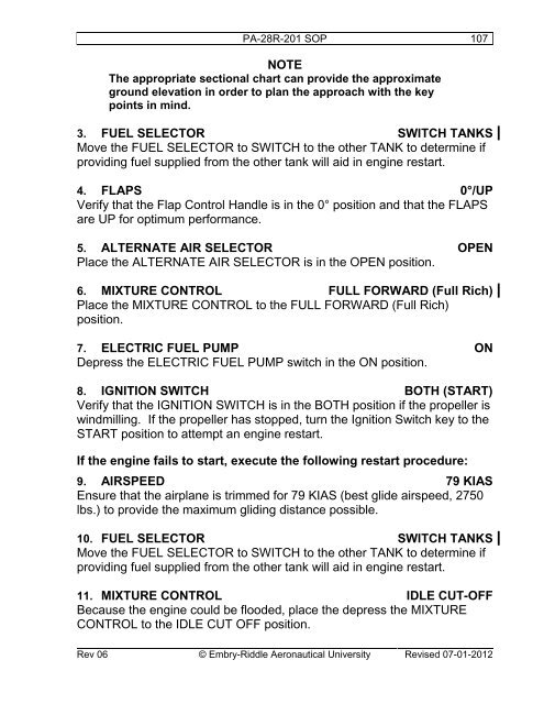 checklist - ERAU ETA - Embry-Riddle Aeronautical University