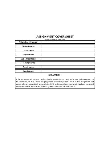 ASSIGNMENT COVER SHEET - Monitronic Success College
