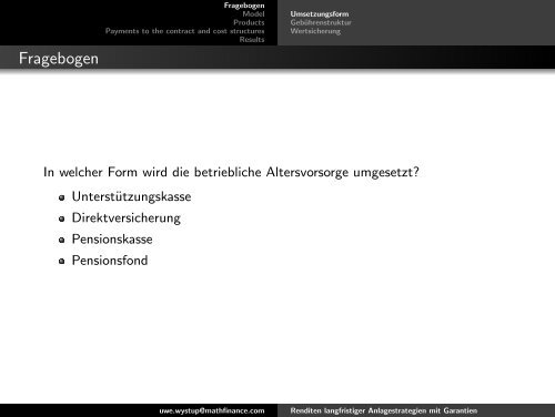 See slides in German - MathFinance