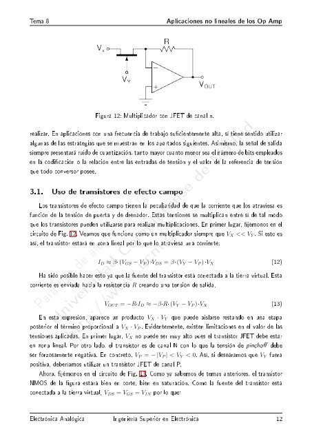 Tema 8: Aplicaciones no lineales de los amplificadores operacionales