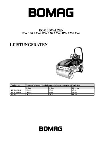 Technisches Datenblatt der BW 100 AC-4