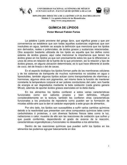 QUÍMICA DE LÍPIDOS.pdf - UNAM