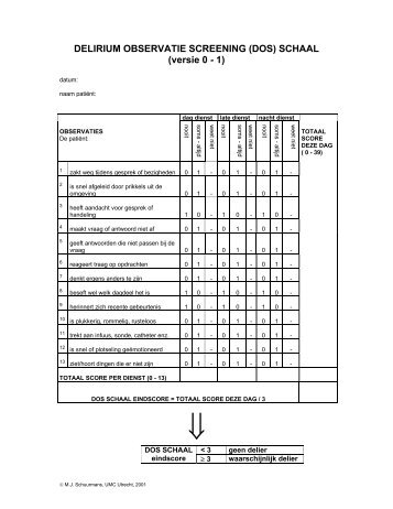 DELIRIUM OBSERVATIE SCREENING (DOS ... - Psychiatrienet