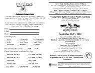 Youngsville Agility Club of North Carolina November 10-11, 2012